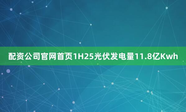 配资公司官网首页　　1H25光伏发电量11.8亿Kwh