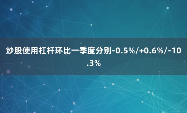 炒股使用杠杆环比一季度分别-0.5%/+0.6%/-10.3%